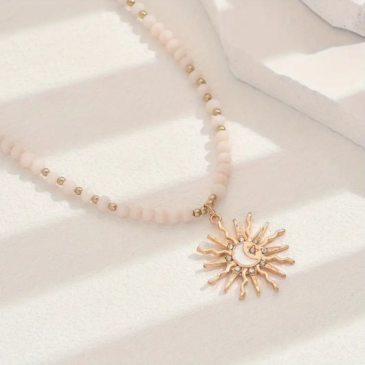 Bohemian gold sun necklace with spiritual sun pendant by Luna Vine Australia